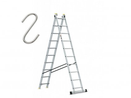 Profesionálny rebrík 2x10 hliníkový, 2-dielny, pracovná výška do 5,92 m, FISTAR