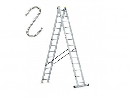 Profesionálny rebrík 2x13 hliníkový, 2-dílný, pracovná výška až 6,54 m, FISTAR