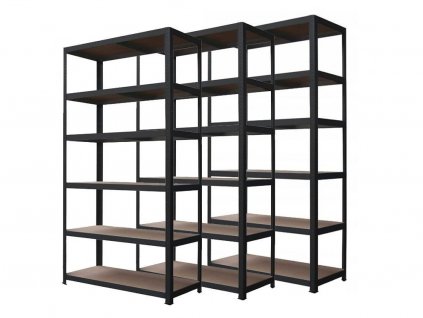 !!! Akčný balíček: 3x Regál 2400x1000x400 mm lakovaný 6-policový, nosnosť 1050 kg - ČIERNÝ