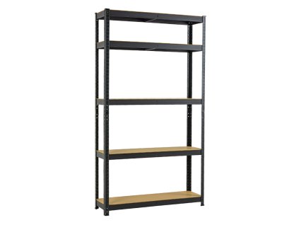 Regál 1800x1200x300 mm, lakovaný  5-policový, nosnosť 875 kg - ČIERNY 01