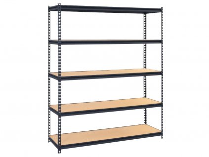 Regál 1800x1800x600 mm, lakovaný  5-policový, nosnosť 500 kg - ČIERNY