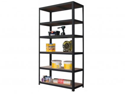 Regál 2200x1000x500 mm, lakovaný 6-policový, nosnosť 1050 kg - ČIERNY 01