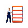 Regál 2160x1600x800 mm, PROFESIONÁLNY, lakovaný 5-policový, nosnosť 2000 kg - MODRO-ORANŽOVÝ 06