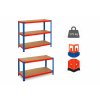 Regál 180x90x40 cm lakovaný 5-policový, nosnosť 875 kg - MODRO ORANŽOVÝ 2