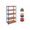 Regál 180x90x40 cm lakovaný 5-policový, nosnosť 875 kg - MODRO ORANŽOVÝ 6