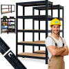AKCIA - Balíček : 2x Regál 180x90x40 cm lakovaný 5-policový, nosnosť 875 kg - ČIERNY
