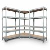Rohový regálový systém 1800x700x400x425 mm, 2x 1800x750x400 mm, zinkovaný 5-policový, nosnosť 2500 kg