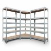 Rohový regálový systém 2400x700x400x425 mm, 2x 2400x1200x400 mm, zinkovaný 6-policový, nosnosť 3000 kg