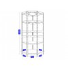 Rohový regálový systém 2000x700x400x425 mm, 2x 2000x1200x400 mm, lakovaný 5-policový, nosnosť 2500 kg - ČIERNY