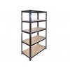 Rohový regálový systém 2000x700x400x425 mm, 2x 2000x1200x400 mm, lakovaný 5-policový, nosnosť 2500 kg - ČIERNY
