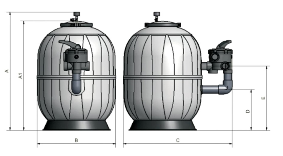 Bazénový filter Aquarius bočný d450 6m3/h 1 1/2"