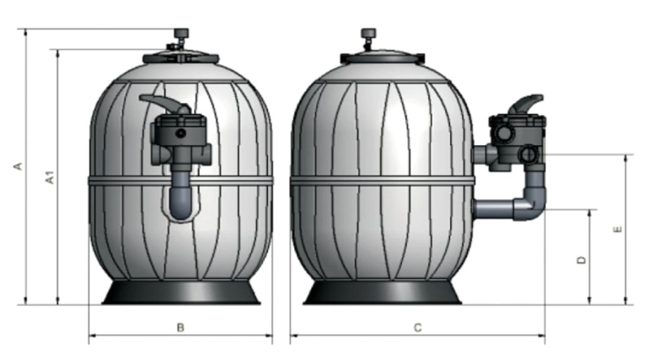 Bazénový filter Aquarius bočný d620 14m3/h 1 1/2"