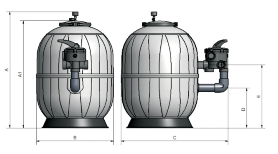 Bazénový filter Aquarius bočný d790 22m3/h 2"