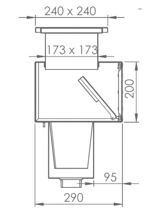 Skimmer nerezový -S- AISI 316 pre betón s vonk.závitom 2