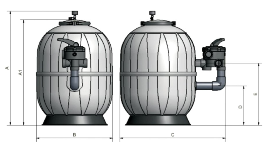 Bazénový filter Aquarius bočný d530 10m3/h 1 1/2"