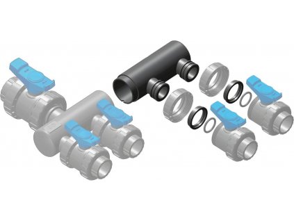 Collecting pipe - collector extension - 2x direct valve connection 50 mm