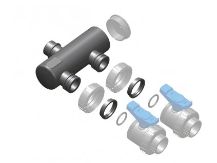 Collecting pipes - connection 63mm gluing, 2 direct valve connection 50mm