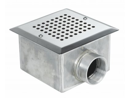 Square floor drain stainless steel into concrete