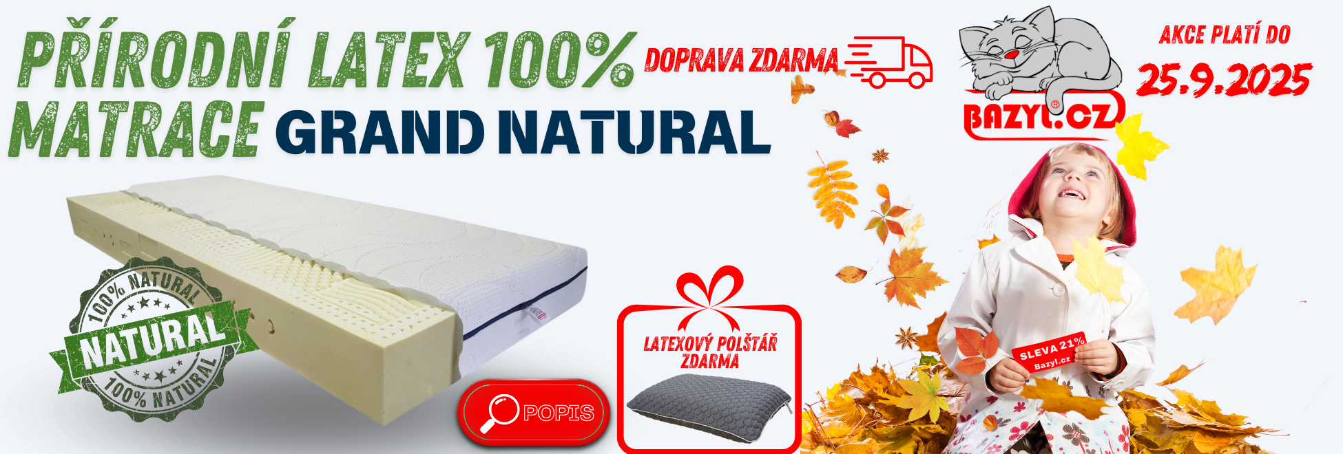 Matrace 100% přírodní LATEX GRAND NATURAL