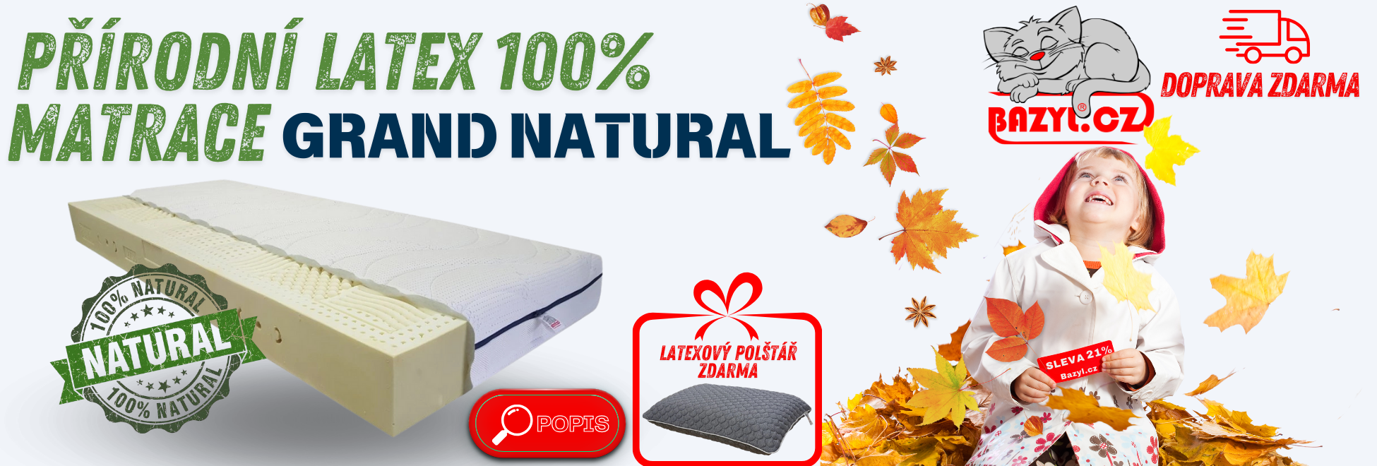 Matrace 100% přírodní LATEX GRAND NATURAL