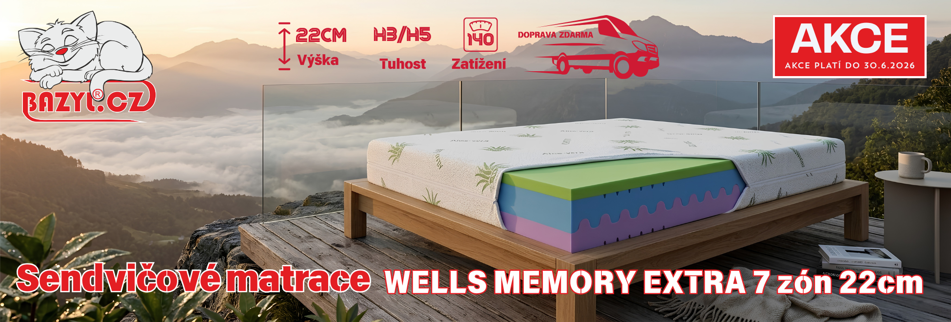 Matrace WELLS MEMORY EXTRA  akce