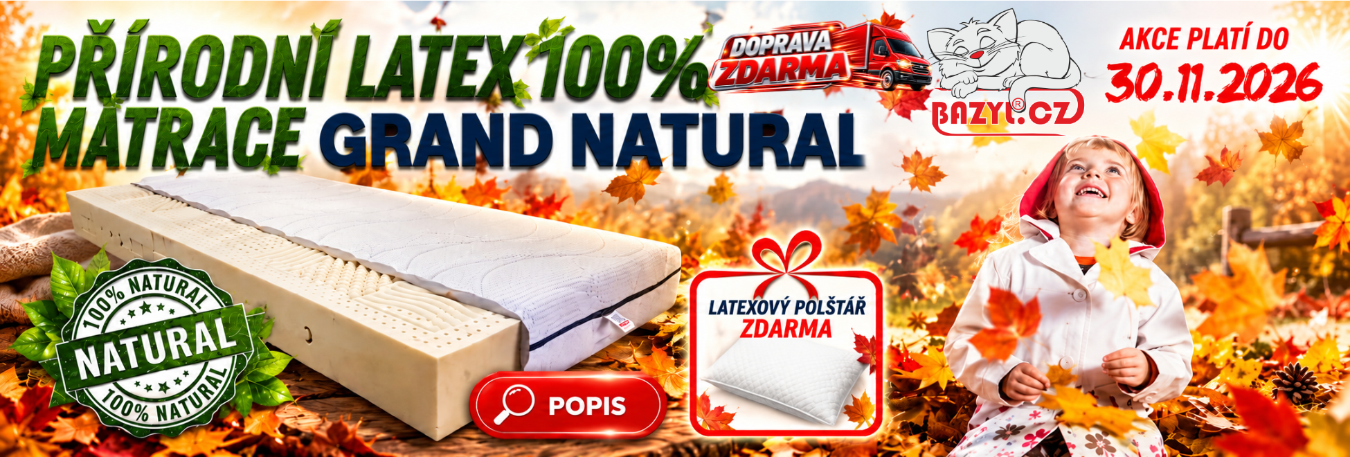 Matrace 100% přírodní LATEX GRAND NATURAL