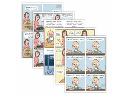 Děti a jídlo - sada 5 komiksových karet