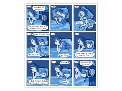 komiks pohlednice spani s demi bbb ilustrace