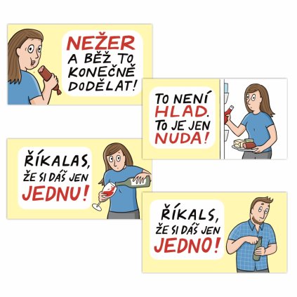 sada 4 motivacnich protizravych magnetek bbb ilustrace