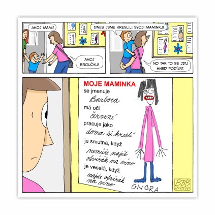 komiksova pohlednice moje maminka bbb ilustrace