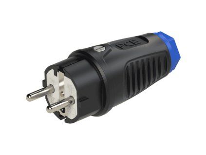 Vidlice gumová 16A/250V IP54 černá/modrá PCE 0521-sb