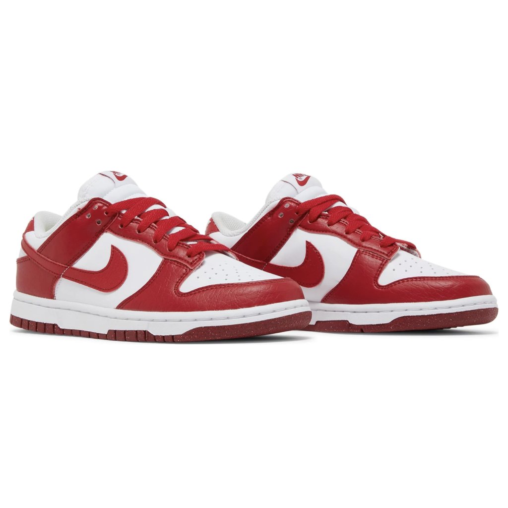 womens dunk low next nature white and gym red