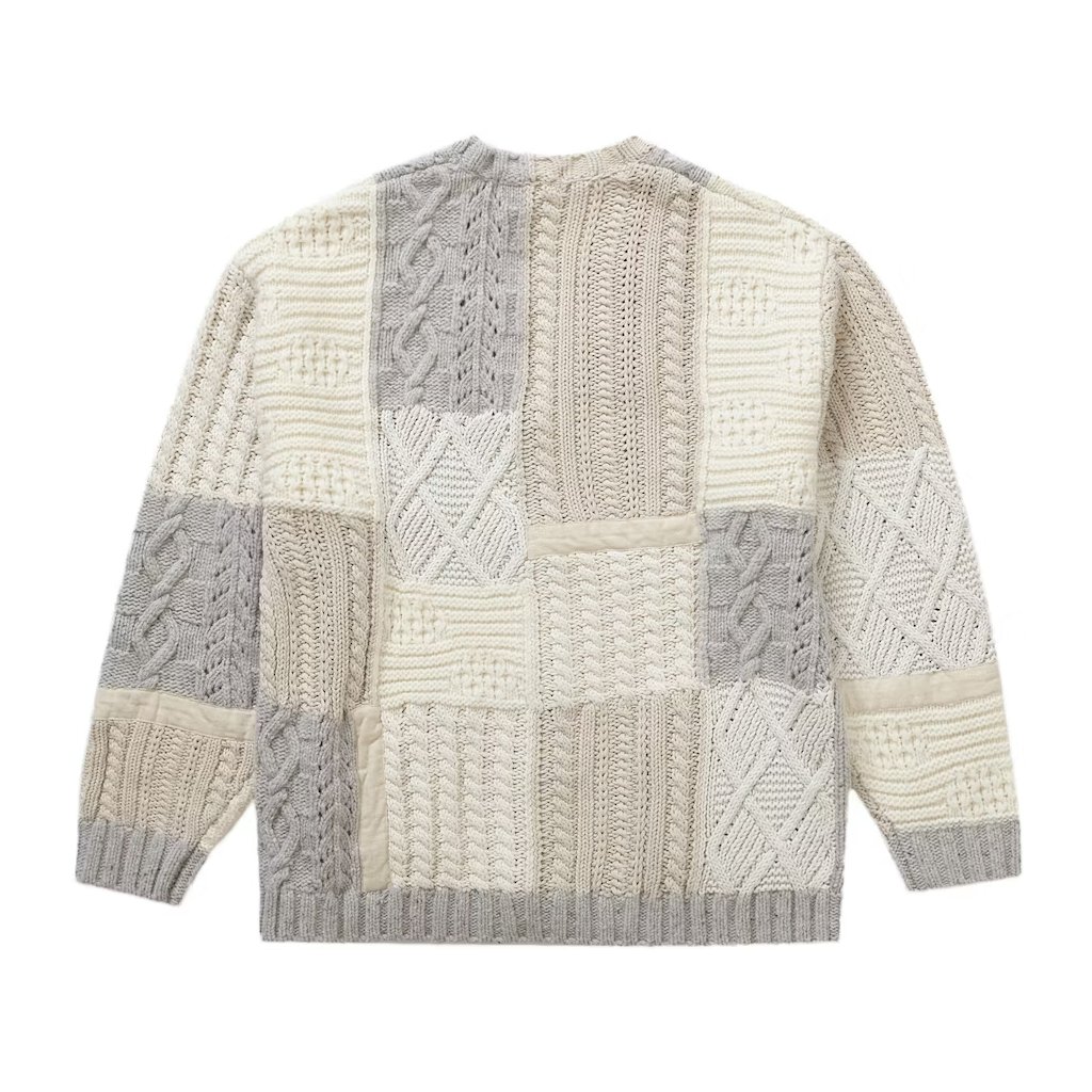 Supreme Patchwork Cable Knit Cardigan Ivory - BBNSUPPLY