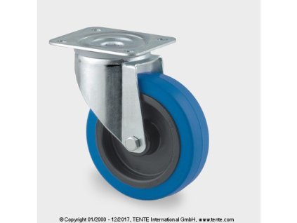 TENTE Koliesko transportné, 100x34 mm, otočné, platnička, modré,  250 kg