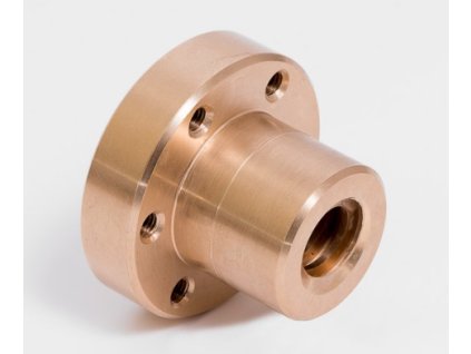 Trapézová matica TR 16x4 s prírubou bronz  ľavý závit