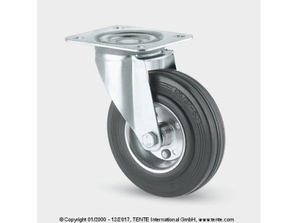 TENTE Koliesko transportné, 160x23 mm otočné, platnička, čierne, 135 kg