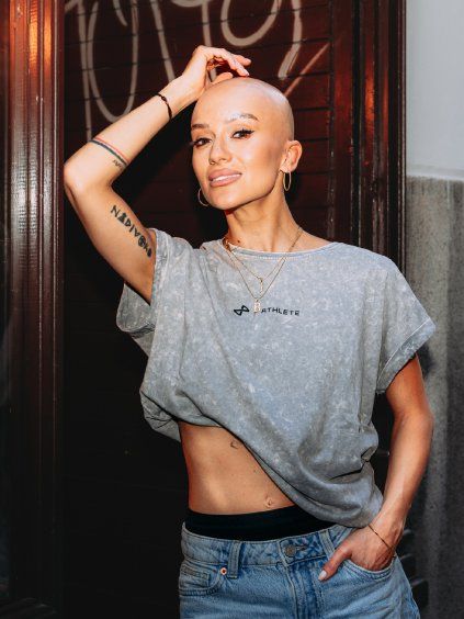 Dámské tričko ATHLETE - světle šedá batika