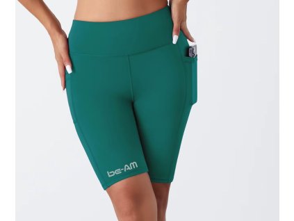 Dámské běžecké legíny be-AM RUN SHORT - smaragdová