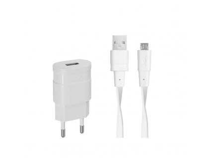 Riva Power 4111 WD1 síťová nabíječka 1.0 A/ 1 USB, bílá + micro USB kabel