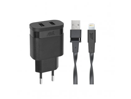 Riva Power 4125 BD2 síťová nabíječka 3,4 A/ 2 USB, černá + Mfi Apple Lightning kabel