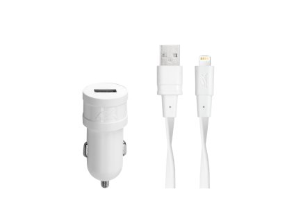 Riva Power 4215 WD2 automobilový adaptér 1,0A/ 1 USB, bílá, 12V + Mfi Apple Lightning kabel