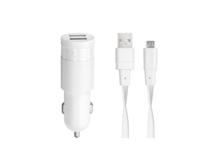 Riva Power 4223 WD1 duální automobilový adaptér  3,4A/2xUSB, bílá + micro USB kabel