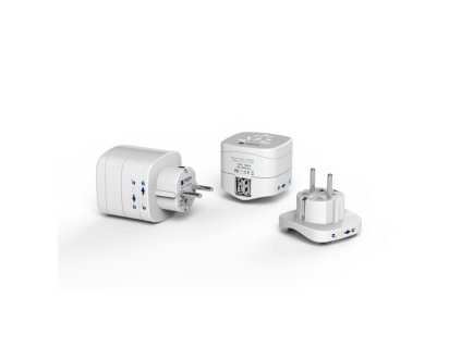 TECH cestovní adaptér pro cizince v ČR s integrovanou 2xUSB nabíječkou TBU-956