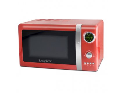 BEPER 90890-R digitální mikrovlnná trouba s grilem 20l retro červená