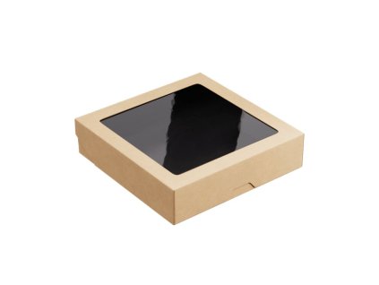 Krabička čierna s okienkom 1500ml kraft 200x200x48mm (25ks)