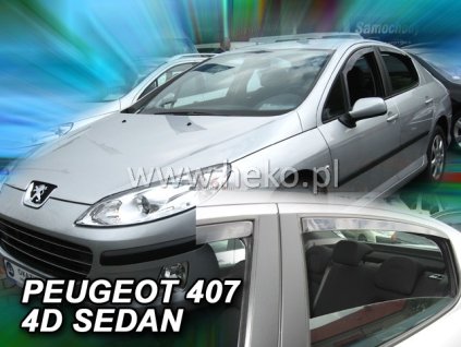 Deflektory PEUGEOT 407 sedan od 2004 + zadné deflektory