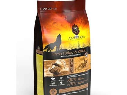 Ambrosia Fresh Turkey & Rabbit Ultra Premium 2 kg – balenie krmiva pre dospelé psy