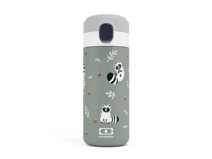 Monbento Pop dětská termoláhev na pití 360 ml, green raccoon, 36334073