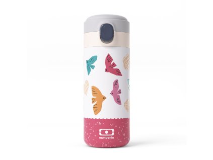 Monbento Pop dětská termoláhev na pití 360 ml, pink birds, 36334121
