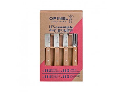 Opinel Les Essentiels Natural sada nožů a škrabky 4 ks, 001300